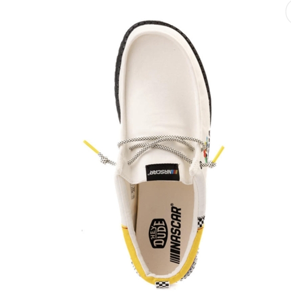 Mens HEYDUDE x Nascar® Wally Daytona® Slip-On Casual Shoe - White / Multicolor - Picture 7 of 8